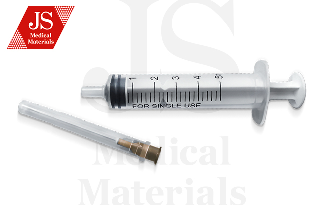 Шприц JS ін’єкційний 5,0 мл з голкою 0,7х38 мм, 3-х компонентний, тип з’єднання з голкою «Луер Сліп»